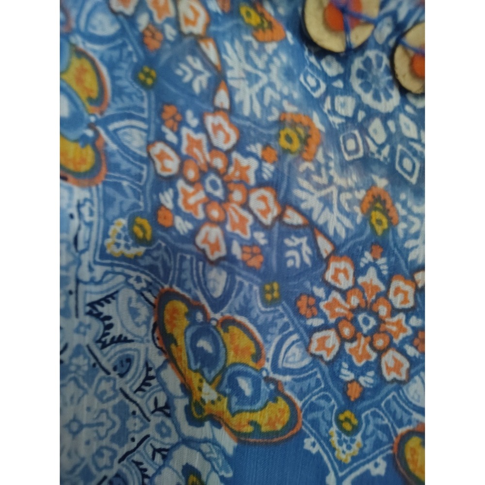 Ruby Rd Blue Medallion Paisley Chiffon Flutter Sleeve Poncho Top 1X - Picture 3 of 4